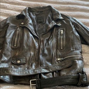 Dark brown short leather jacket